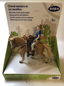 Papo Wild West Horse And Cow Girl Collectible - Picture 1 of 8