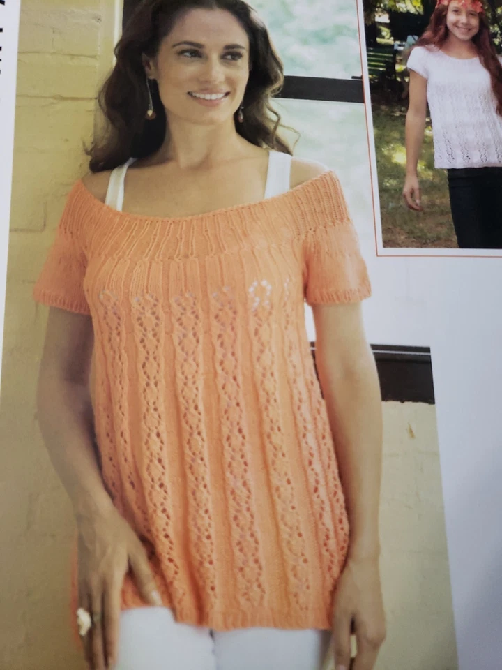  Plymouth Knitting Pattern 2484 Yoke Lace Sweater 22 -49  - Image 1 of 1