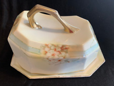Royal Rudolstadt Prussia / Beyer & Boch Covered Cheese Plate.  Flowers/Gold Trim