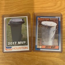 TWO PACK Funny Novelty Baseball Card Houston Astros Trash Can Cheating Scandal