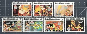 Turks & Caicos Is 1980 Disney Pinocchio Christmas MNH (SC# 442-448) - Picture 1 of 1