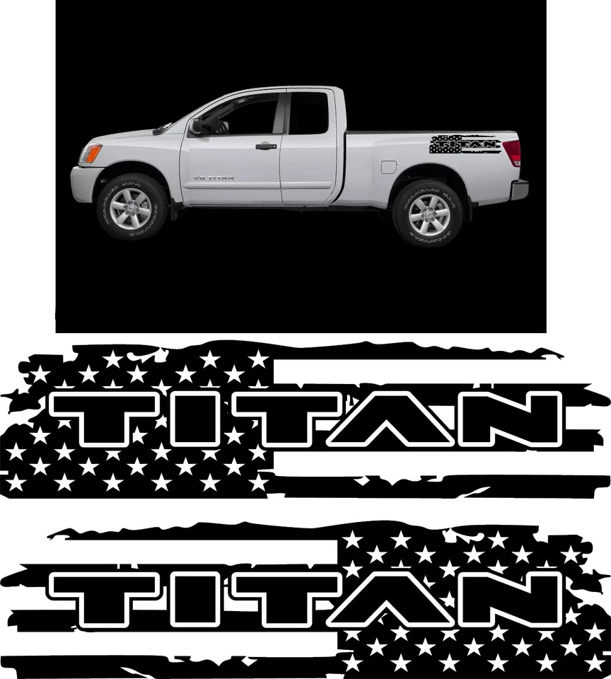 兼容日产 TITAN 床乙烯基贴花美国国旗图形 — 第 1/1 张图片
