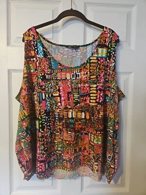 Camiseta sin mangas Slinky Brand túnica swing tanque (7617-E14) colorida nueva sin etiquetas--defecto leer Foto 1 de 4