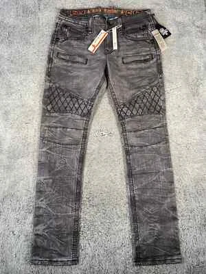 Pantalones de mezclilla ajustados Rock Revival K16 Mike talla 40x32 para hombre motociclista moto hombres lavados negros Foto 1 de 4