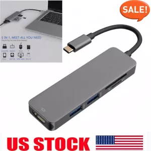 5-in-1 Type-C Hub for MacBook Pro Suport HDMI Sd/TF Card Reader USB 2.0 3.0 - Picture 1 of 9