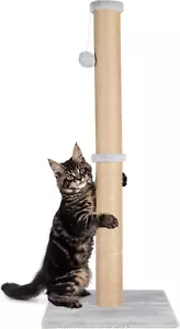 37'' Cat Scratching Post, Natural Sisal Rope Scratcher with Dangling Teaser Ball - Picture 1 of 8