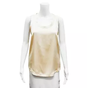 Brunello Cucinelli Silk Tank Top Beige Size Medium Womens Satin Scoop Neck - Picture 1 of 4