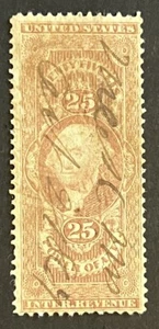 Travelstamps: 1862-1871 US Stamps Scott #R48c, 25 Cents, Power Of Atty, Used NG - Picture 1 of 5
