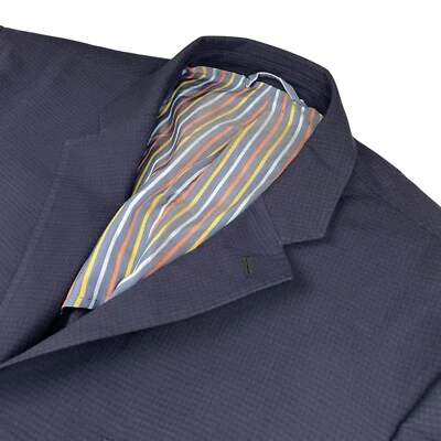 Ibiza Мужская Carini шерсти эластичной 2 кнопки блейзер/куртка темно-синий чек • 46L - Изображение 1 из 4