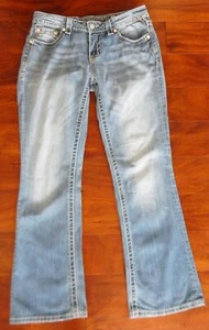 Miss Me Mid Rise Boot Cut Embellished Rhinestone Blue Jeans RN 112568 Size 29 - Picture 1 of 15