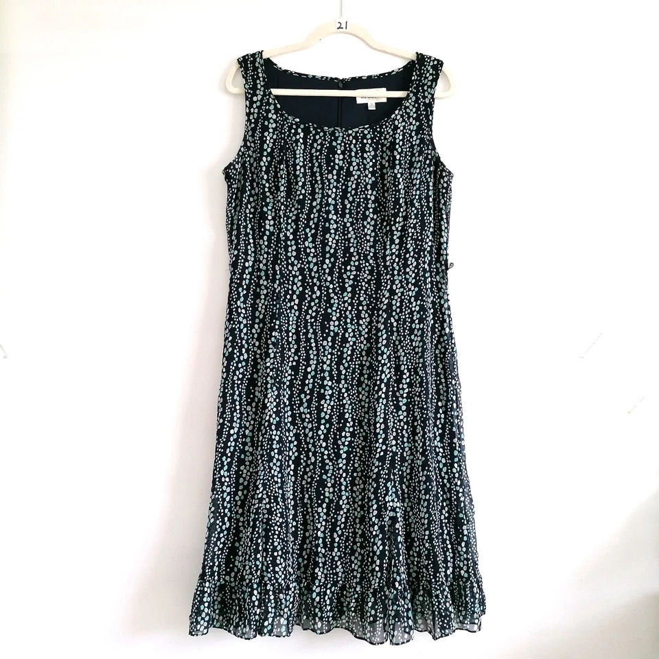 Studio I Womens Black Sleeveless Colorful Dotted Print Midi Dress Size 12 - Image 1 of 4