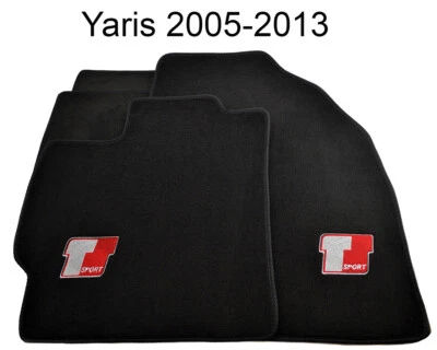 Floor Mats For Toyota Yaris 2005-2013 Black Tailored Carpets With Sport Emblem - image 1 of 4