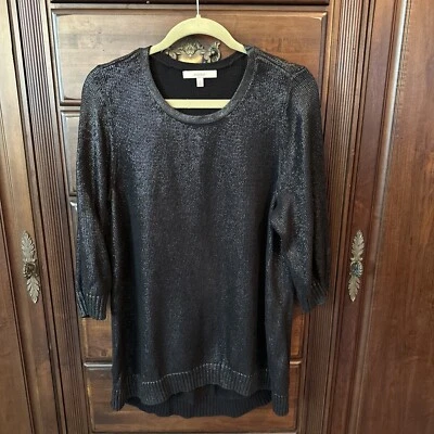 Sejour размер 1 X черный металлик 3/4 рукав свитер туника - Изображение 1 из 4