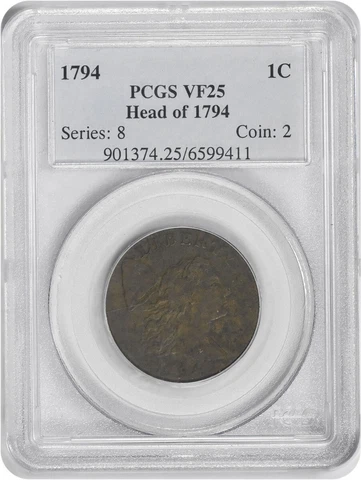1794 Large Cent Head of 1794 VF25 PCGS Cover