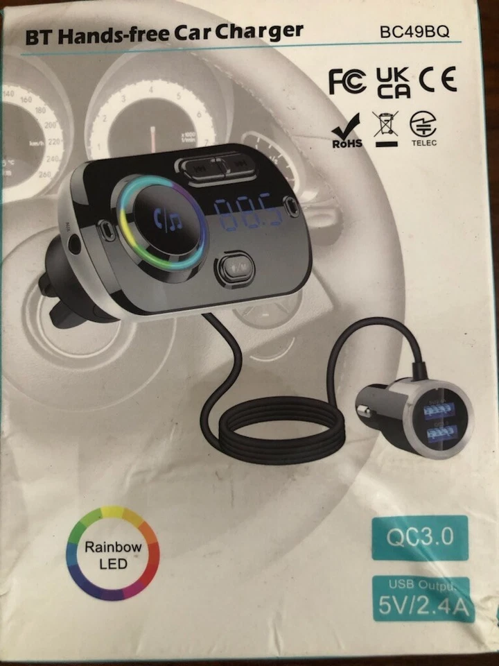 Bluetooth 5.0 Car Wireless FM Transmitter Adapter 2 USB PD Charger AUX