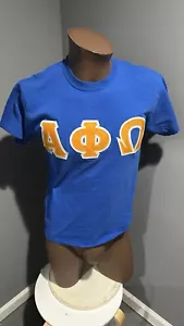 Alpha Phi Omega APO Fraternity Stitch Patch Logo S/S Blue T-Shirt Medium - Picture 1 of 6