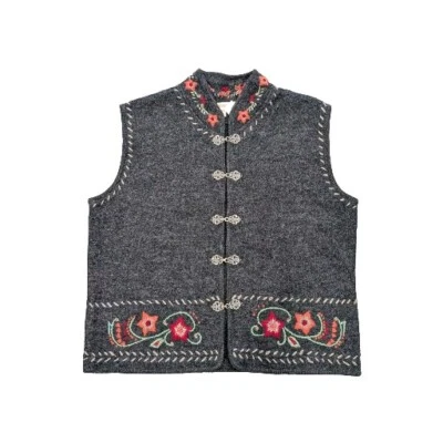 VTG Norm Thompson Wool Sweater Vest Floral Embroidered Women’s Sz XL Granny Core - Image 1 of 4