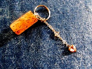handmade WINE CORK KEY CHAIN pendants, HEART LOCKET w/pink rhinestones  (key 4) - Picture 1 of 4