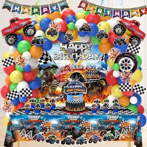 Monster Truck Birthday Decorations, Machines Jam Party Decoration Supplies Inclu - Picture 1 of 6