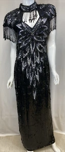 Niteline Damen schwarz Pailletten 100 % Seide formelles Abendkleid Kleid, Größe 10 - Bild 1 von 13