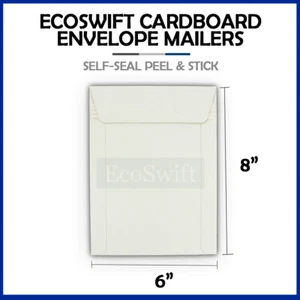1 6 x 8 EcoSwift White CD/DVD Photo Ship Flats Cardboard Envelope Mailer Mailers - Picture 1 of 8