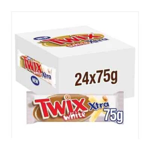 Twix Xtra White Chocolate Biscuit Twin Bars 24 x 75g - Full Box oF 24 Bars - Picture 1 of 2