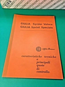 ALFA ROMEO CARATT. TECNICHE E QUOTE CONTROLLO SPIDER VELOCE SPRINT SPECIALE 1965 - Imagen 1 de 1