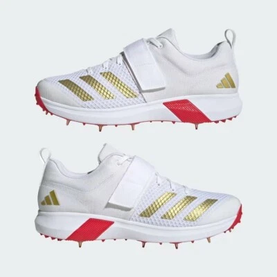 2025 adidas Adipower Vector 2.0 IH8163 White Gold Red Cricket Shoes - Free P&P - Image 1 of 4