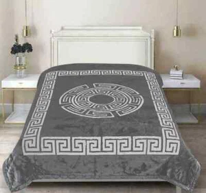 Classic GREEK Style Fauxfur BEDSPREAD COMFORTER KING SOFT LIGHT Warm big Blanket - Picture 1 of 8