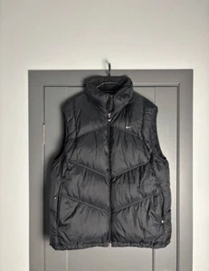 Nike vintage y2k Black quilted puffer down vest gilet swoosh size 2XL - Picture 1 of 16
