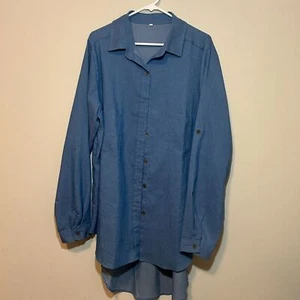 Womens Button Long Sleeve Shirt 5XL Blue Jean Type Look Preowned - Picture 1 of 13