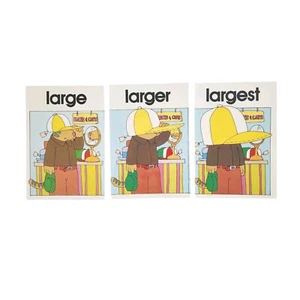Juego de 3 tarjetas flash de colección tamaño arte infantil enmarcable 1981 lector semanal 7,25x5" grande - Imagen 1 de 8