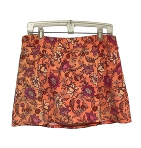 Lands End Skort Womens Size 12 Skirt Orange Floral Bikinis Golf Tennis Beachy - Picture 1 of 8
