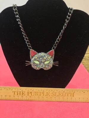 Блестящее ожерелье маска Betsey Johnson Creep It Real Black Kitty Cat - Изображение 1 из 4