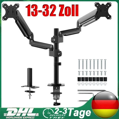 Dual Monitor Schwenkarm Tisch Halterung Doppel Halter Bildschirm Ständer 2x 10KG - Bild 1 von 4