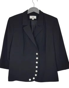 Le Suit Petite Black Suit Jacket Size 14 Pearlised Buttons - Picture 1 of 9