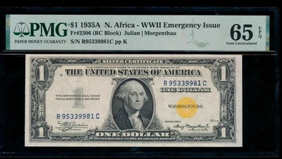 AC $1 1935A North Africa R-C block PMG 65 EPQ Fr 2306 - Image 1 of 2