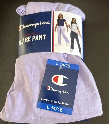 Pack de 2 pantalones acampanados Champion para niñas jóvenes, azul marino y lavanda, talla: L 14/16 Foto 1 de 3