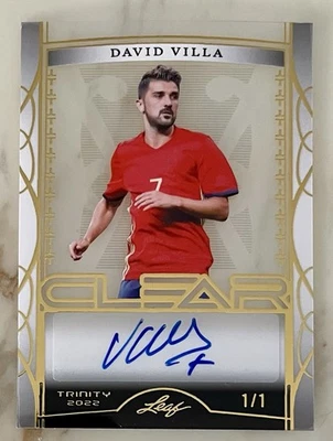 David Villa Auto Signed 1 of 1 - 2022 Leaf Trinity Clear #CA-DV1 Spain - Image 1 of 4