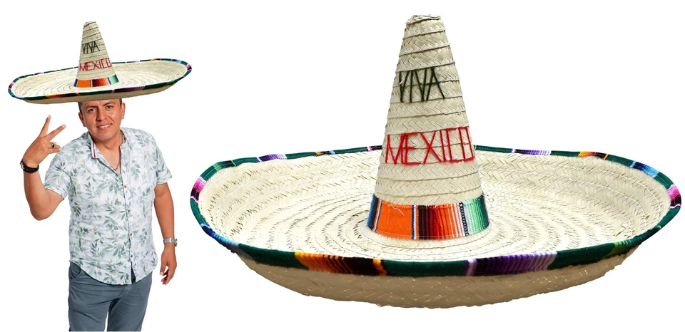 27" Giant Huge Jumbo Mexican "Viva Mexico" Sombrero Cinco De Mayo Party Hat - Image 1 of 4