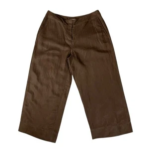 J. Jill Cropped Pants Women's 2 Petite Silk Linen Blend Quiet Luxury Brown - Picture 1 of 6