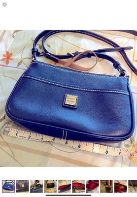 Bolso Bandolera Dooney & Bourke Cuero Azul Marino Saffiano Lola | Excelente Estado Foto 1 de 4