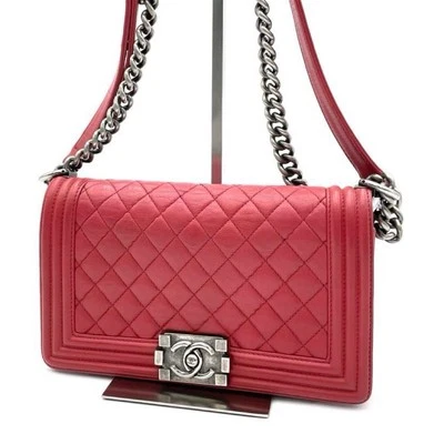 Goku Chanel Niño Piel de Cordero Matelasse Cadena Hombro Rojo Foto 1 de 4