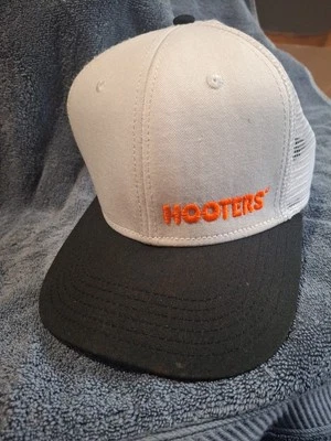 Hooters Mesh Hat Snapback Cap White Black Embroidered Orange - Image 1 of 4