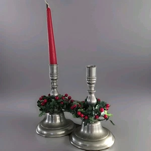 Mystic Seaport Reproduction Co Pewter Candlestick Holders 2 Taper Candle Stands  - Picture 1 of 5