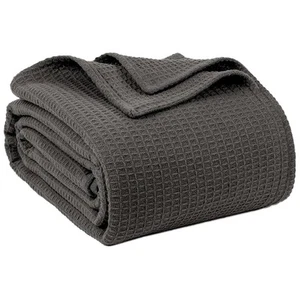 100% Cotton Blankets Queen Size for Bed - Waffle Weave Blankets for Summer, L... - Picture 1 of 6