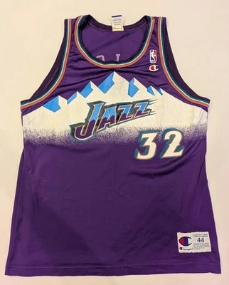 VTG Utah Jazz Karl Malone #32 Champion Purple Big Mountain Jersey 44 Basketball - Image 1 of 4