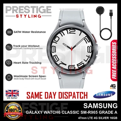 Samsung Galaxy Watch6 Classic SM-R965 47mm LTE Smart Watch SILVER Grade A+CHARGR - Image 1 of 4