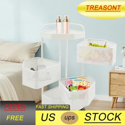 Cesta de Frutas y Verduras, Organizador de Almacenamiento 4 Niveles Estantes de Almacenamiento Giratorios Foto 1 de 4