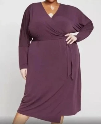 Vestido envolvente Universal Standard para mujer Jersey manga Dolan púrpura talla L 22/24 Foto 1 de 4